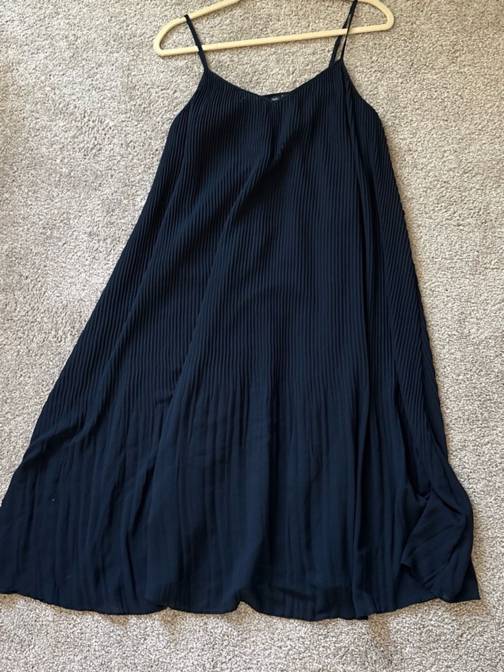 Abercrombie & Fitch Navy Pleated A-Line Midi Dress